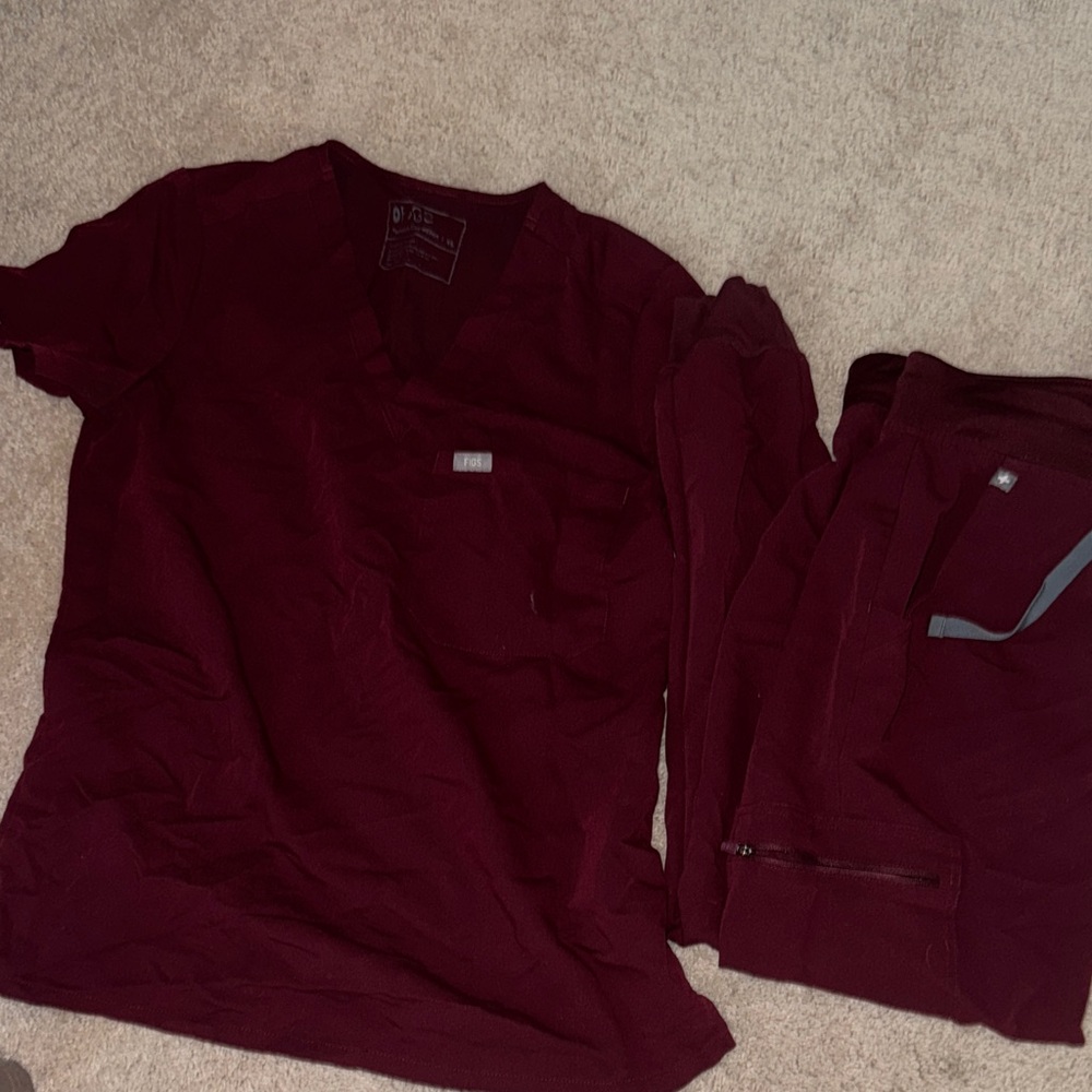 Burgundy Scrub Set